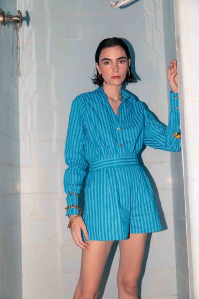 Alternative view of Shorts Cintura Alta Verde e Azul