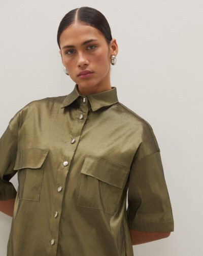 Camisa Manga Curta Oversized Verde