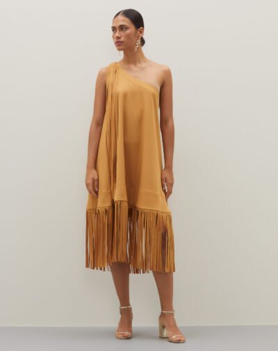 Vestido Beatriz Franjas Camelo