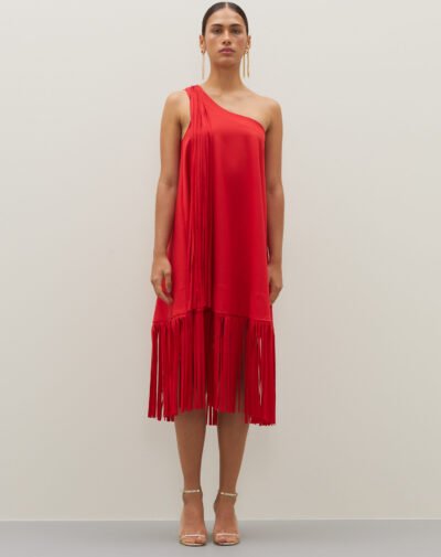 Vestido Beatriz Franjas Vermelho