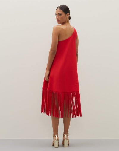 Alternative view of Vestido Beatriz Franjas Vermelho