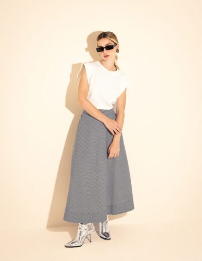 Saia Midi Evasê Vichy