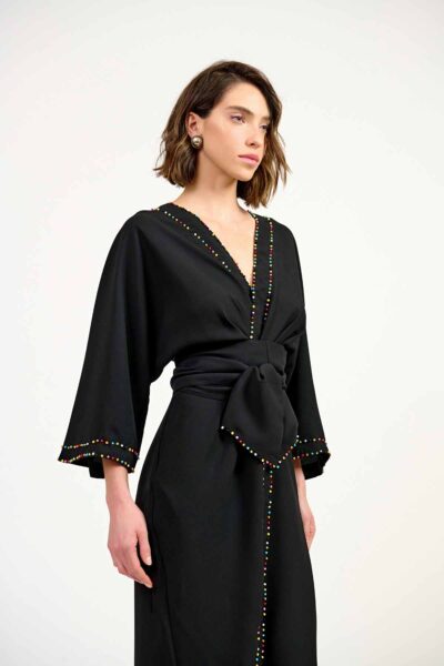 Alternative view of Vestido Kimono Lisboa Preto