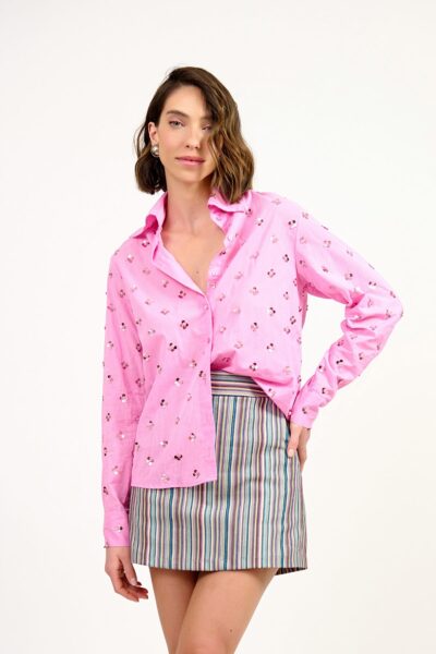 Camisa Classic Flores Rosa