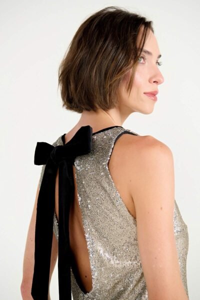 Alternative view of Vestido Bella Paetê Prata