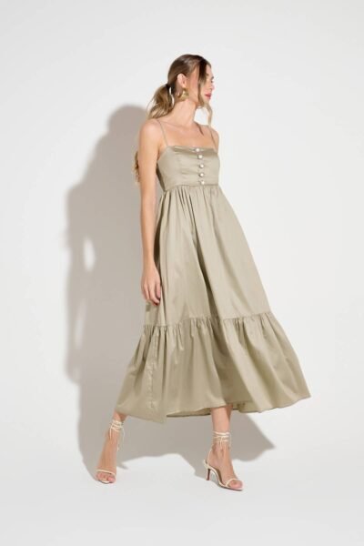 Vestido Midi Elisa Cáqui