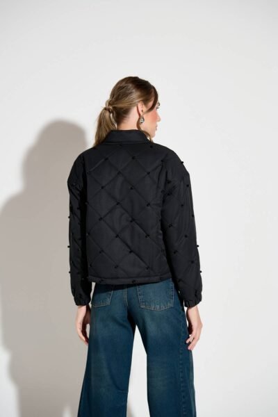 Alternative view of Jaqueta Bomber Matelassê Cristais Preta