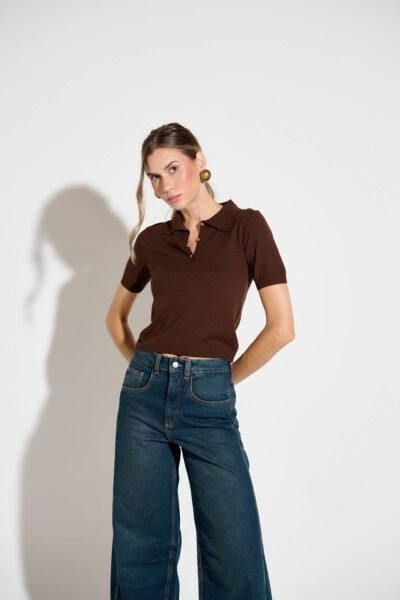 Camiseta Polo Tricot Marrom