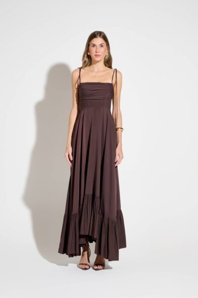 Vestido Longo Dama Marrom