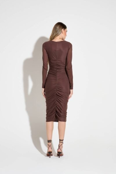 Alternative view of Vestido Violet Midi Tule Marrom