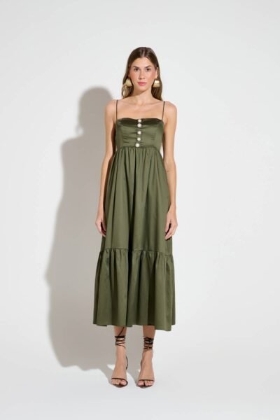Vestido Midi Elisa Verde Escuro