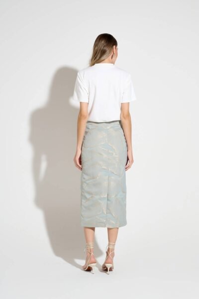 Alternative view of Saia Midi Jacquard Folhas