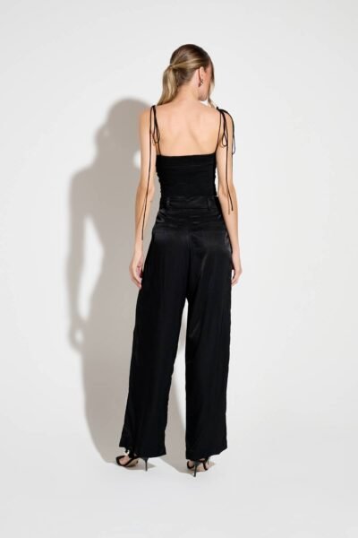 Alternative view of Calça Pantalona Luz Cetim Preta