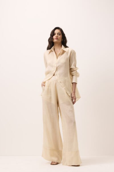 Calça Pantalona Rami Amarelo Manteiga