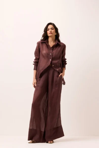 Alternative view of Camisa Pétala Rami Marrom