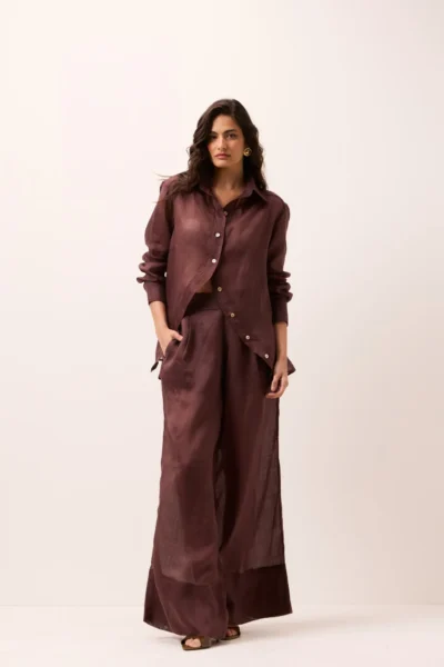 Calça Pantalona Rami Marrom