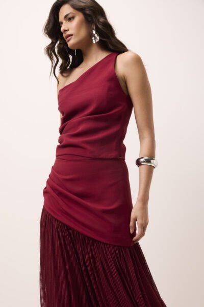 Alternative view of Blusa Alfaiataria Um Ombro Só Vinho