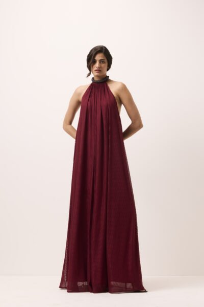 Vestido Longo Paula Tule Vinho