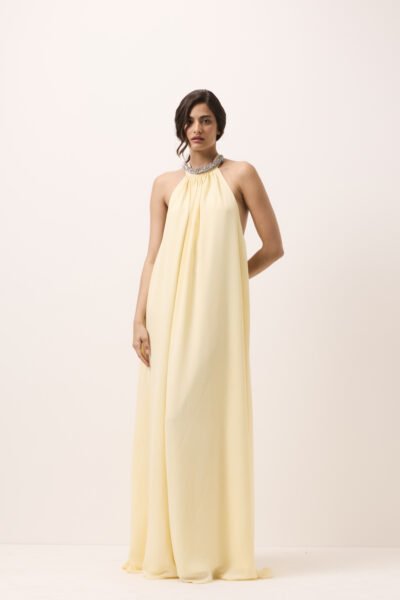 Vestido Longo Paula Amarelo Manteiga