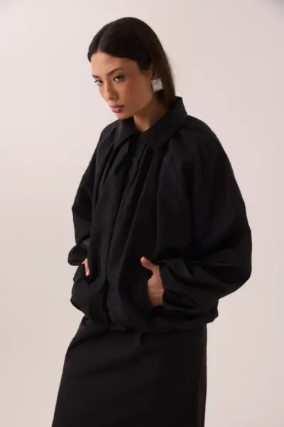 Jaqueta Bomber Nylon Preto