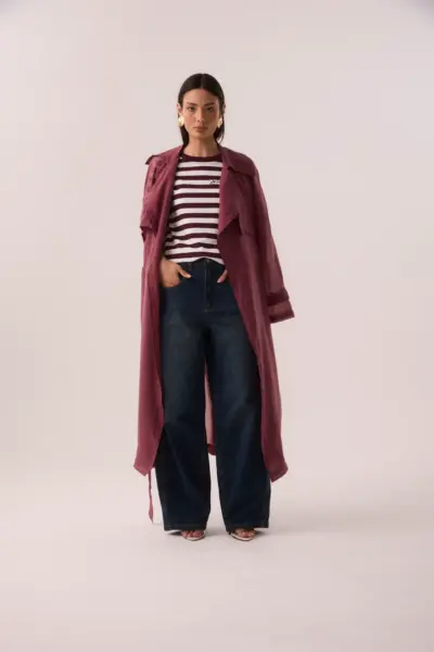 Alternative view of Casaco Trenchcoat Organza Vinho