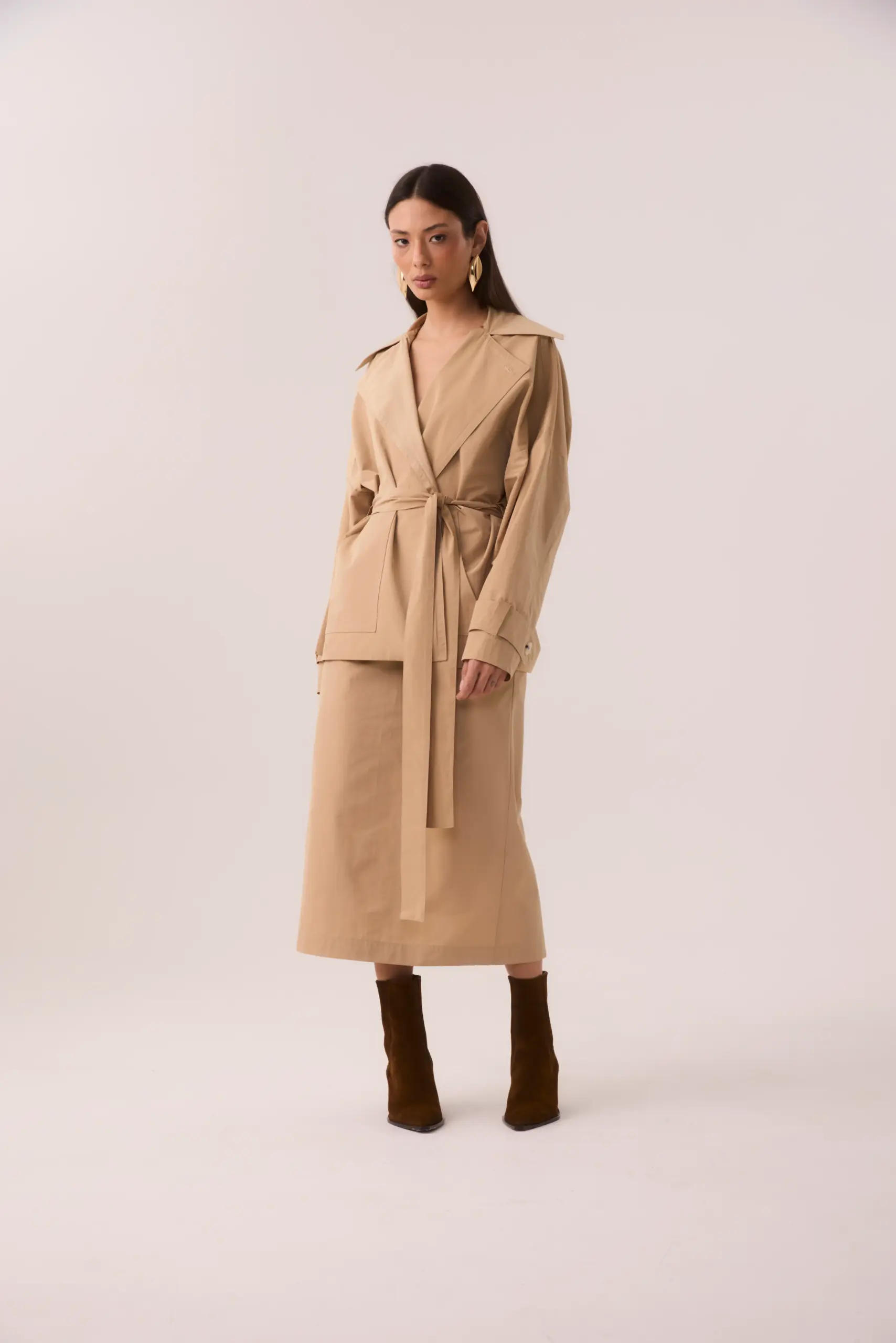 Casaco Trenchcoat Curto Corta Vento Caqui - Imagem 2